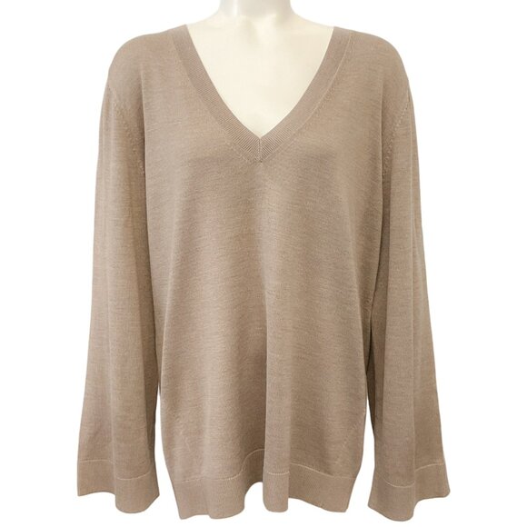 Toteme Taupe Mink Silk / Cashmere V Neck Sweater - Picture 1 of 5